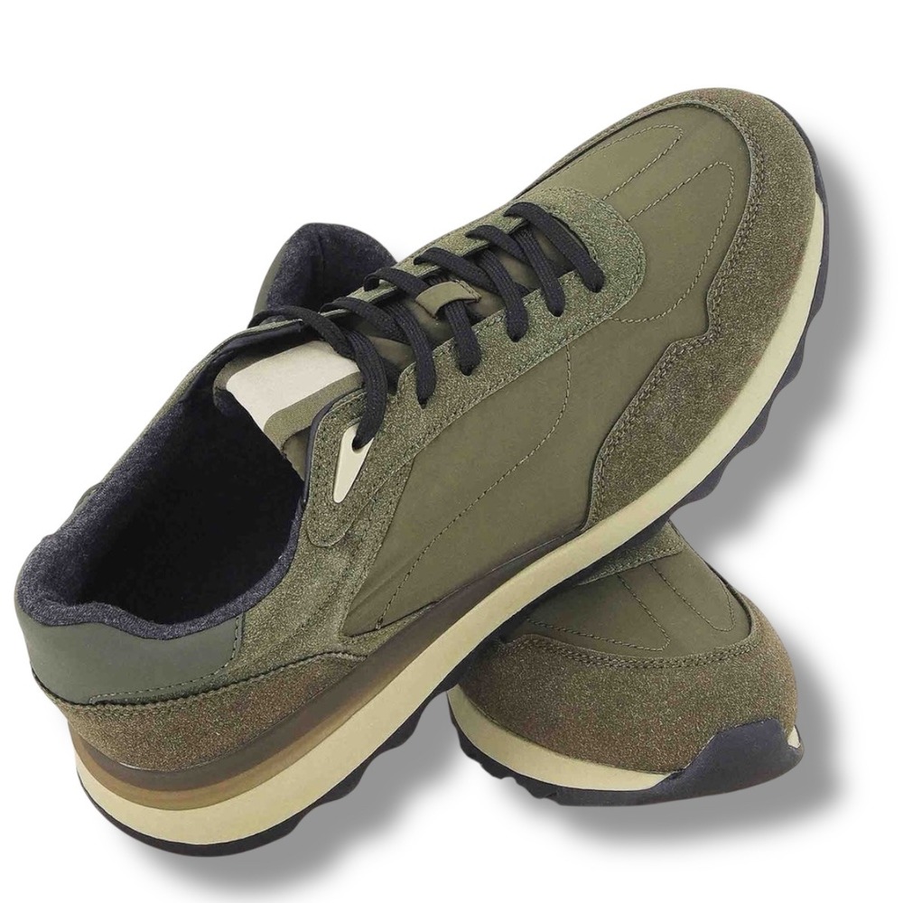 NIB Cushionaire Crest Nylon Sneaker Olive Green Suede Mens Size 13 Casual Shoes